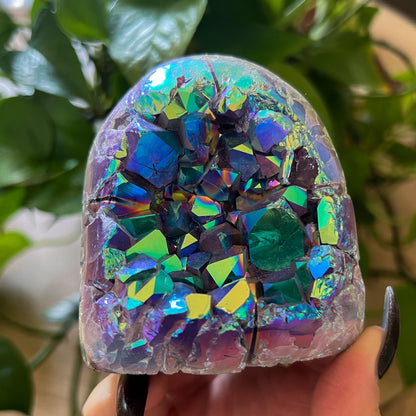 Rainbow Aura Amethyst Geode