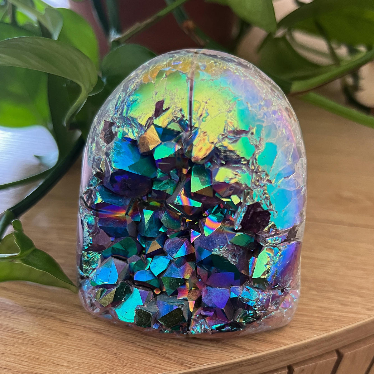 Rainbow Aura Amethyst Geode