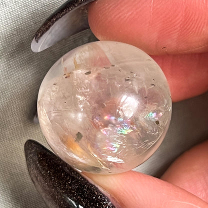 Pyrite in Girasol Quartz Sphere