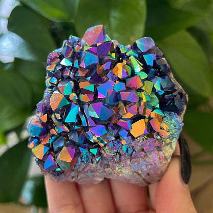 Rainbow Aura Amethyst Cluster