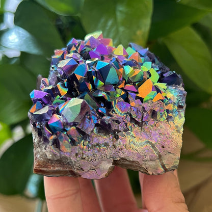 Rainbow Aura Amethyst Cluster