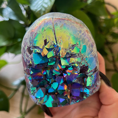 Rainbow Aura Amethyst Geode