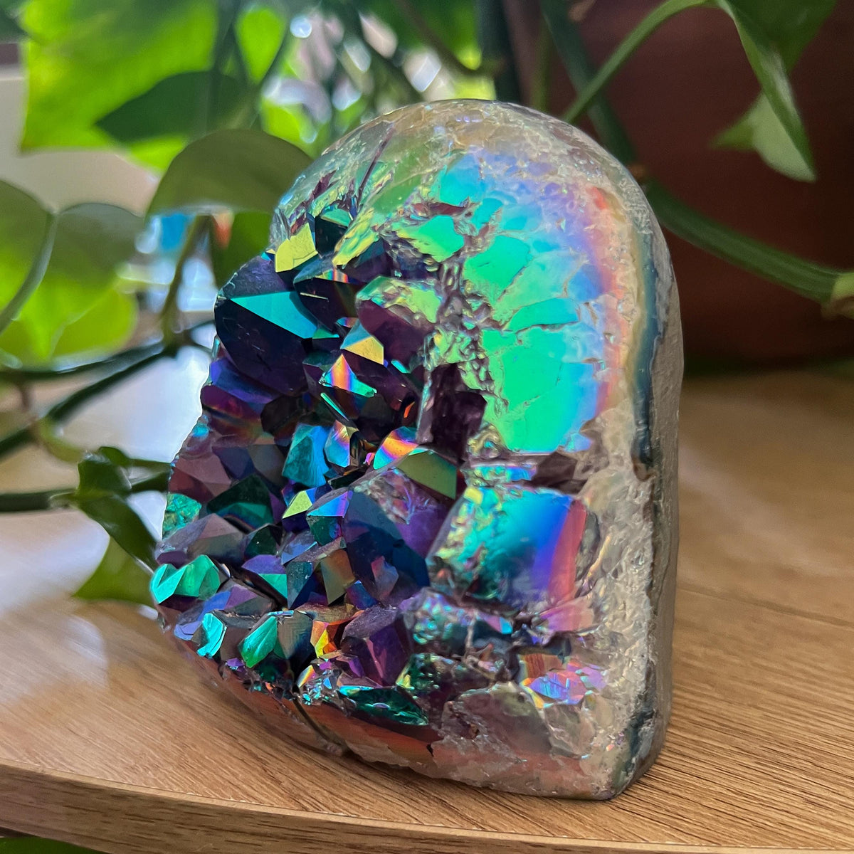 Rainbow Aura Amethyst Geode