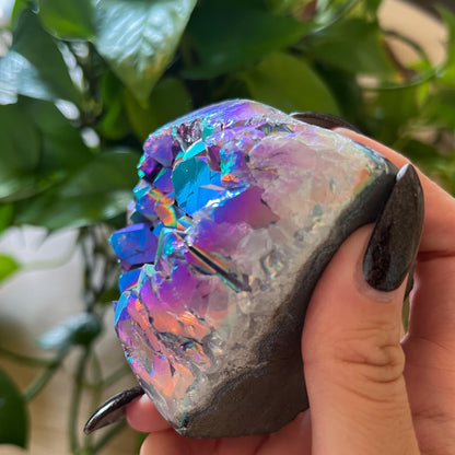 Rainbow Aura Amethyst Geode