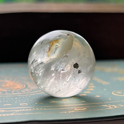 Pyrite in Girasol Quartz Sphere