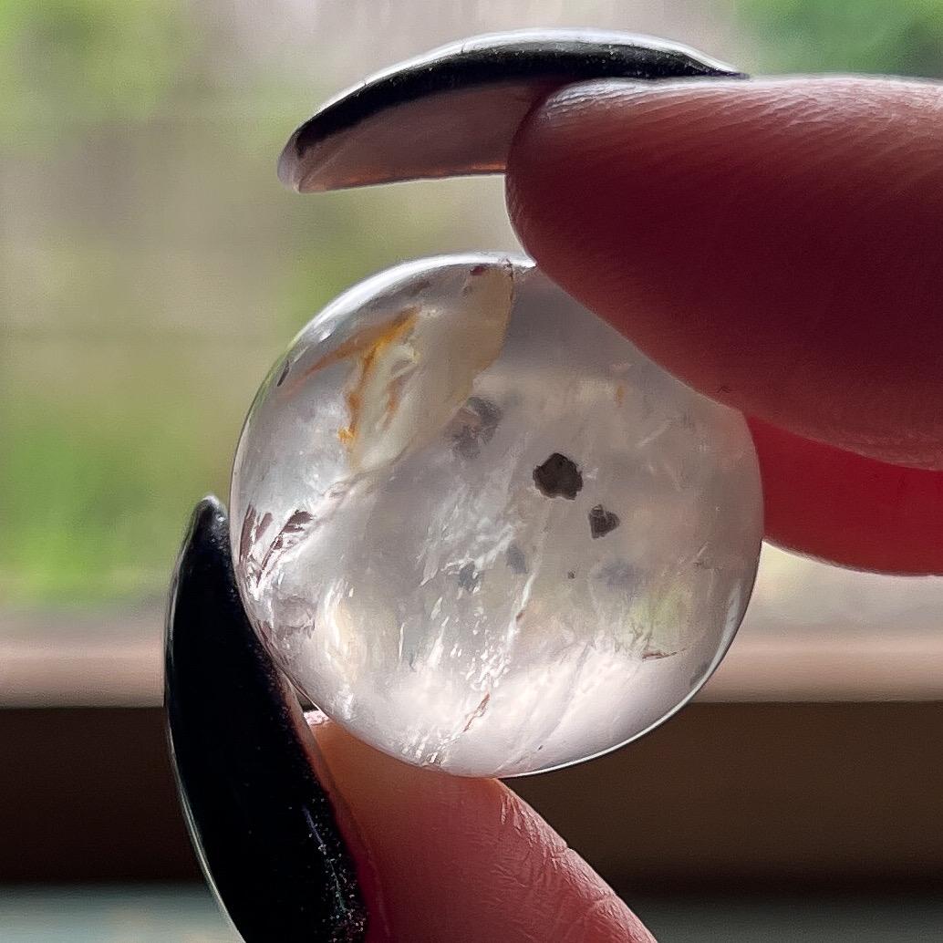 Pyrite in Girasol Quartz Sphere