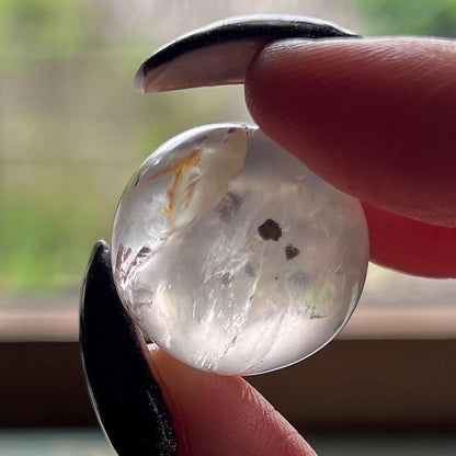 Pyrite in Girasol Quartz Sphere
