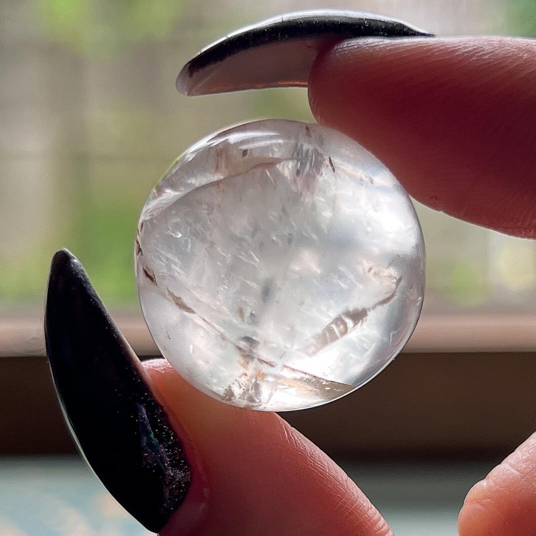 Pyrite in Girasol Quartz Sphere