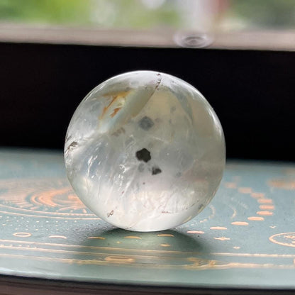 Pyrite in Girasol Quartz Sphere