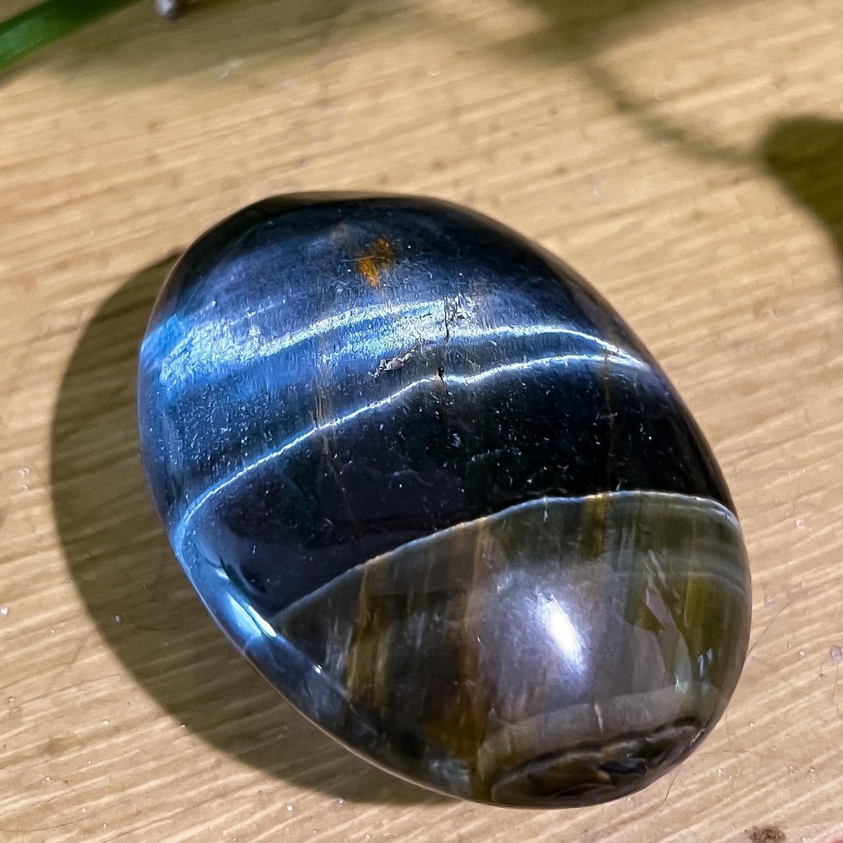 Blue Tigers Eye Palm Stone