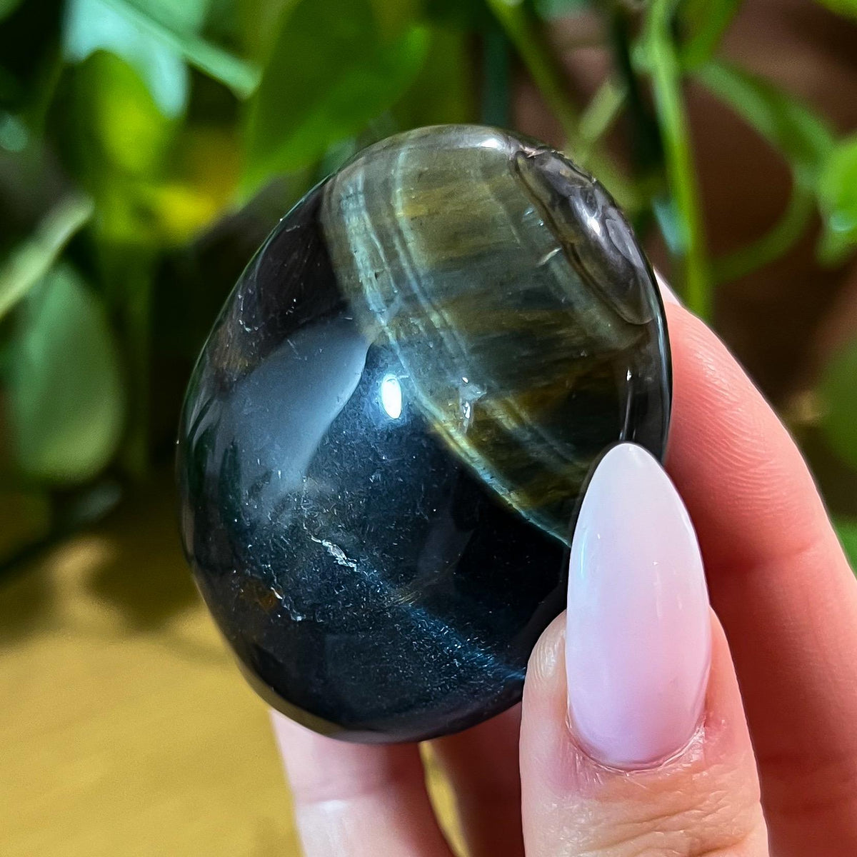 Blue Tigers Eye Palm Stone
