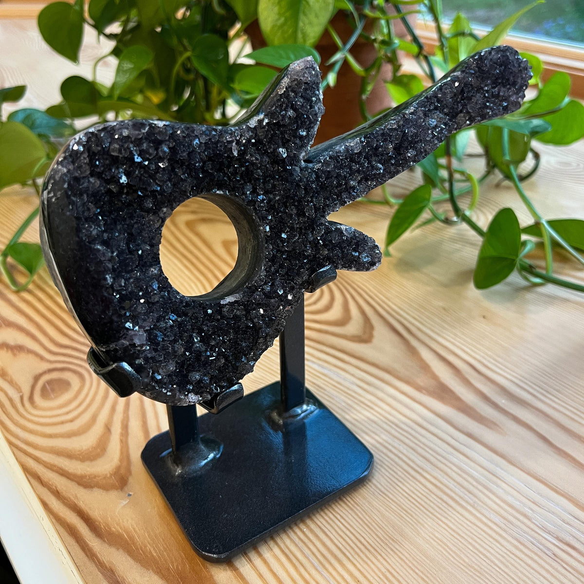 Black Druzy Guitar: Galaxy Amethyst, Druzy Crystal, Musical Gift
