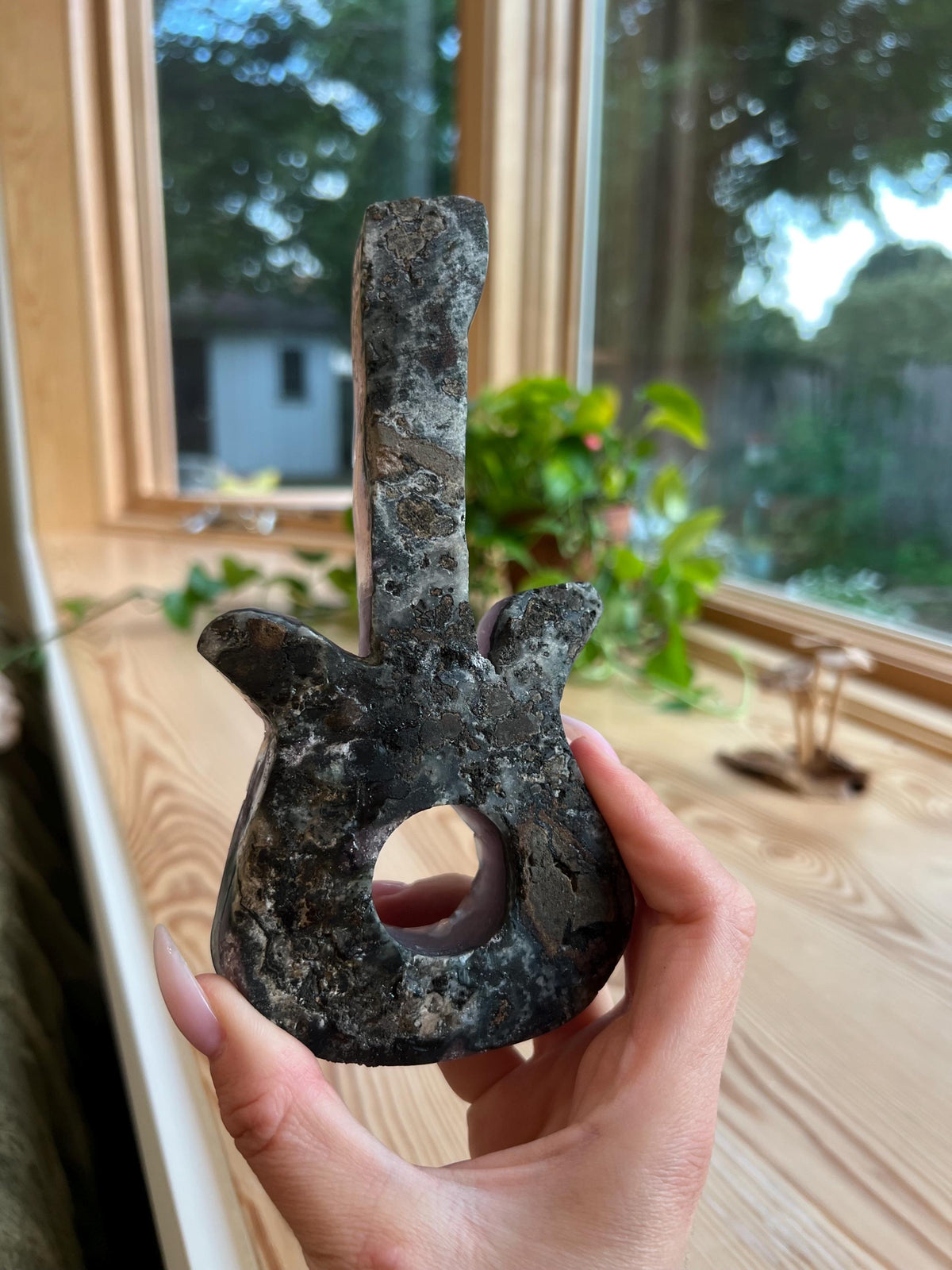 Black Druzy Guitar: Galaxy Amethyst, Druzy Crystal, Musical Gift