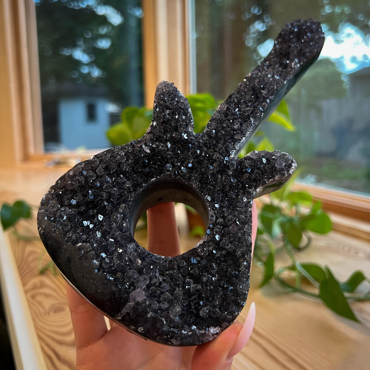 Black Druzy Guitar: Galaxy Amethyst, Druzy Crystal, Musical Gift