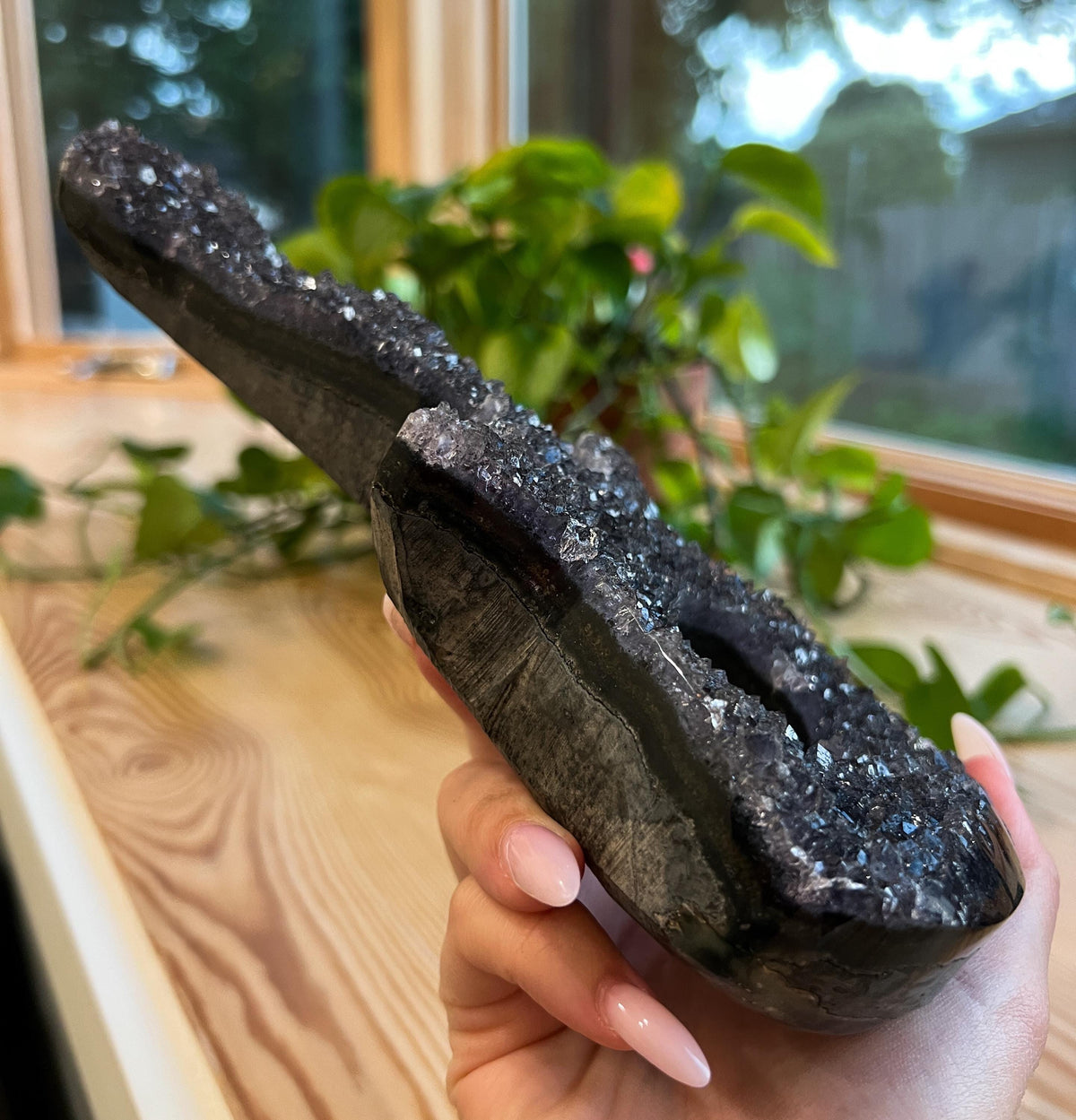 Black Druzy Guitar: Galaxy Amethyst, Druzy Crystal, Musical Gift