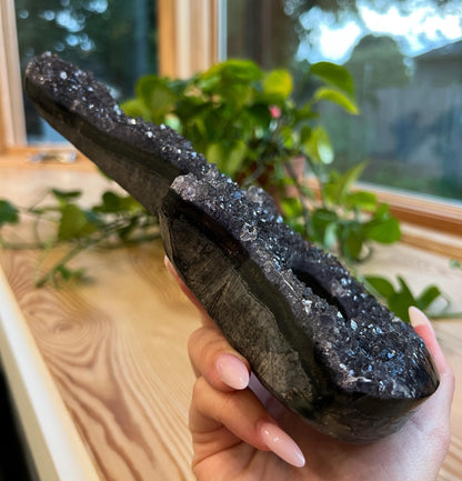 Black Druzy Guitar: Galaxy Amethyst, Druzy Crystal, Musical Gift