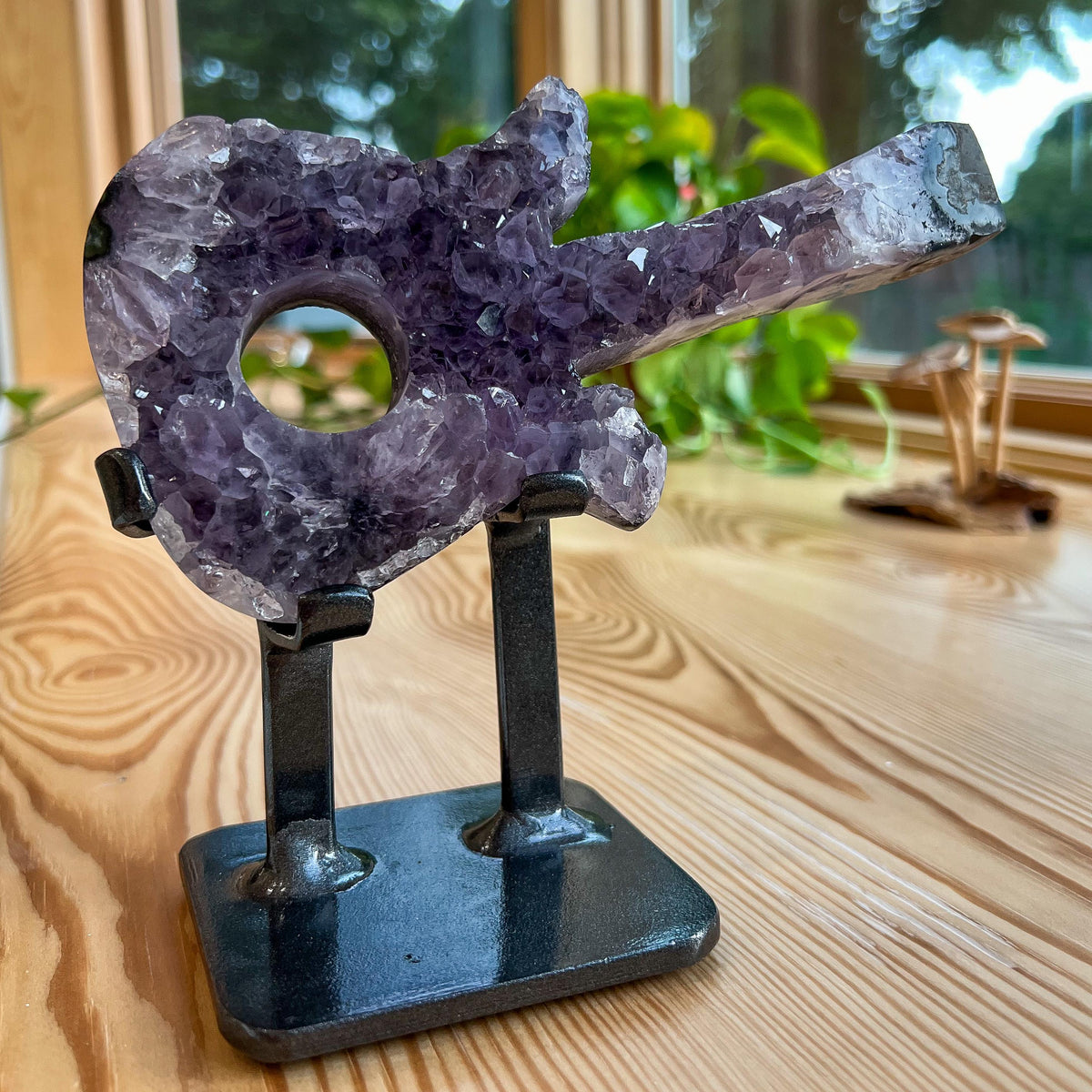 Amethyst Crystal Guitar: Stone Guitar Carving, Musical Gift
