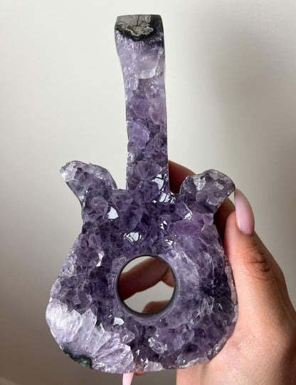 Amethyst Crystal Guitar: Stone Guitar Carving, Musical Gift