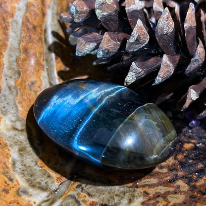 Blue Tigers Eye Palm Stone