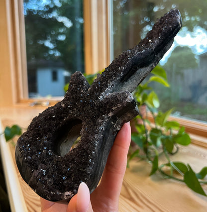 Black Druzy Guitar: Galaxy Amethyst, Druzy Crystal, Musical Gift