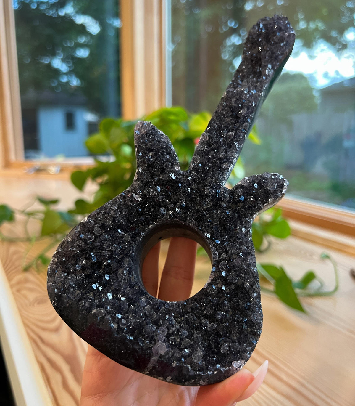 Black Druzy Guitar: Galaxy Amethyst, Druzy Crystal, Musical Gift