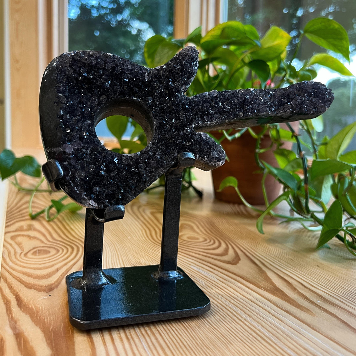 Black Druzy Guitar: Galaxy Amethyst, Druzy Crystal, Musical Gift