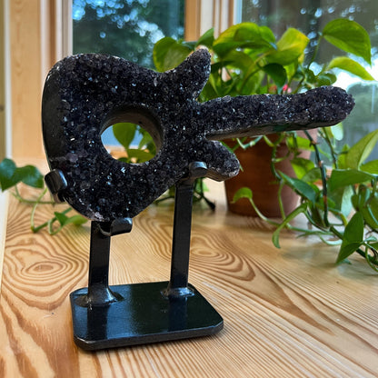 Black Druzy Guitar: Galaxy Amethyst, Druzy Crystal, Musical Gift