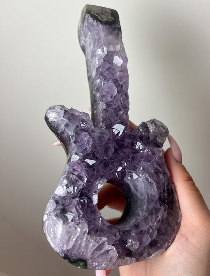 Amethyst Crystal Guitar: Stone Guitar Carving, Musical Gift