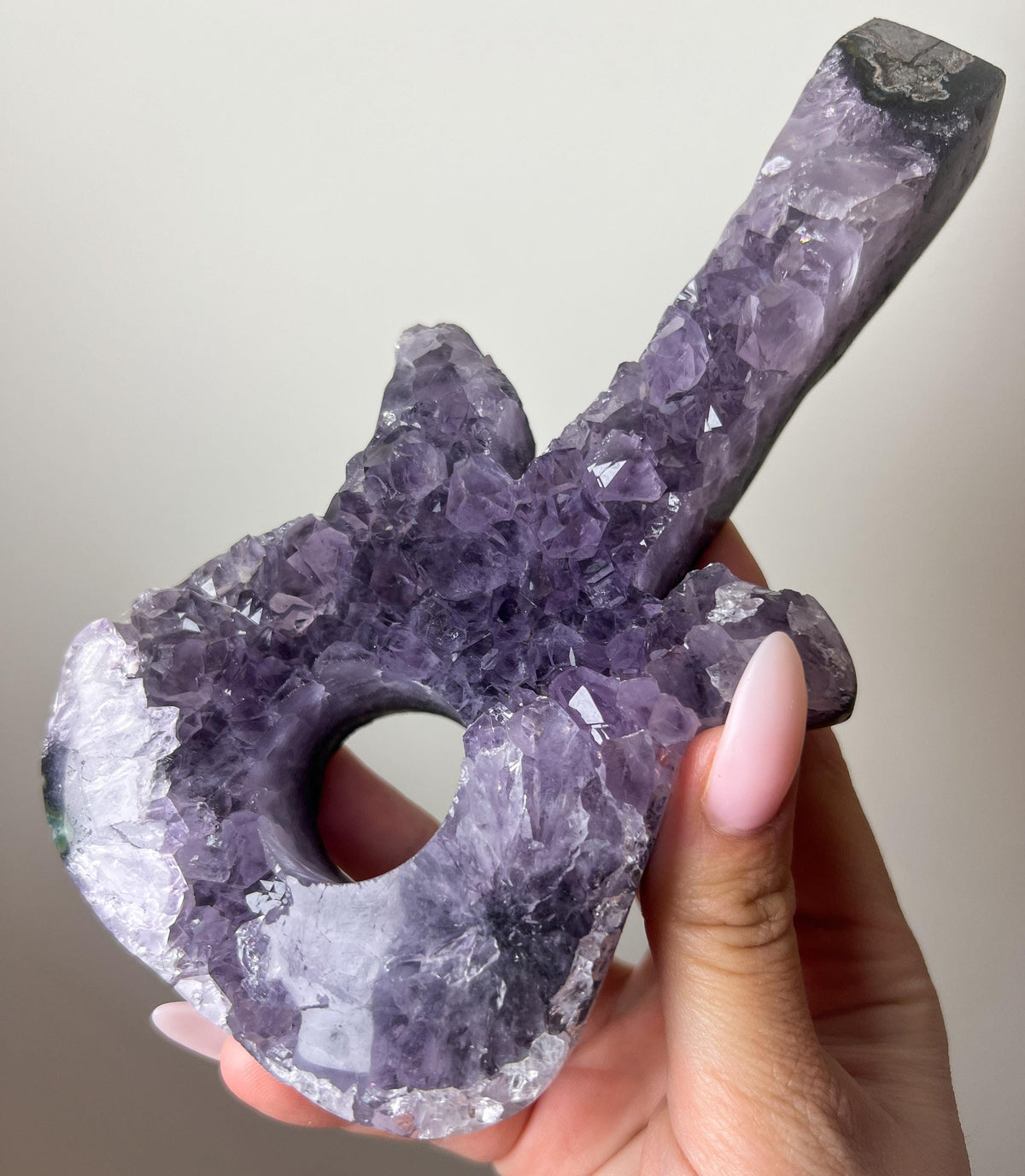 Amethyst Crystal Guitar: Stone Guitar Carving, Musical Gift