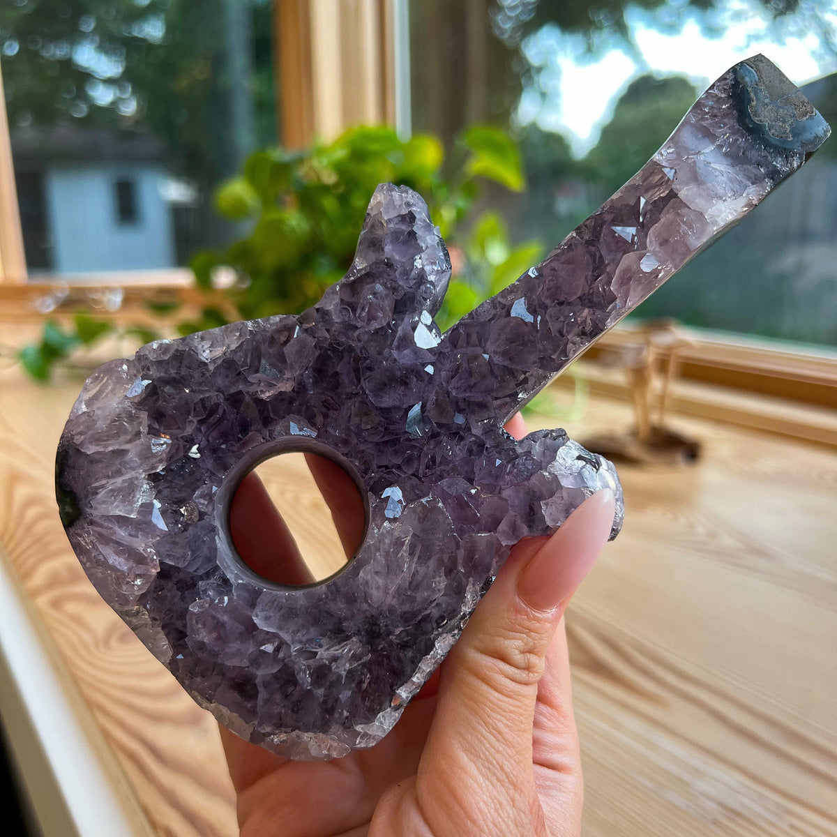 Amethyst Crystal Guitar: Stone Guitar Carving, Musical Gift